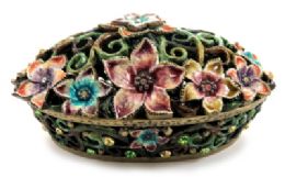 10 Pieces Floral Filigree Designed Jewelry Box With Enamel Coloring - Jewelry Box