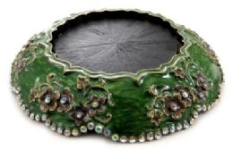 10 Bulk Round Candle Holder With Floral Designs Along The Base And Rhinestones Lining The Bottom
