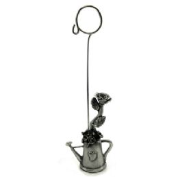 10 Pieces Picture Holder With Base Made Of Pewter Shaped As A Watering Can With Roses Inside - Picture Frames