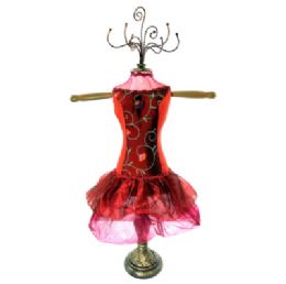 4 Bulk Red And Maroon Ornate Jewelry Display Doll