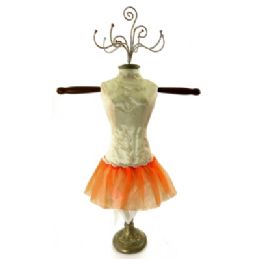 4 Bulk White And Orange Ornate Jewelry Display Doll