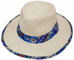 36 Wholesale Men Hat W/tropical Trim Black Band