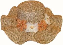 60 Pieces Ladies' Wavy Hat W. Flower - Sun Hats