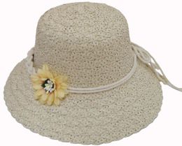 30 Wholesale Ladies' Bucket Hat W. Flower And String