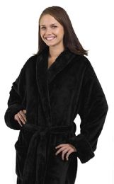 4 Pieces Tahoe Fleece Shawl Collar Robe In Black - Bath Robes
