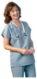8 Pieces Scrubs Set V-Neck Shirt 1 Pocket And Pants Size Medium In White - Nursing Scrubs