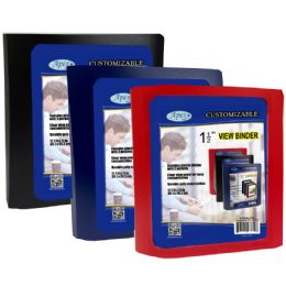 24 Wholesale 1.5" View Binder, With Pocket Divider, Black, Blue, Red