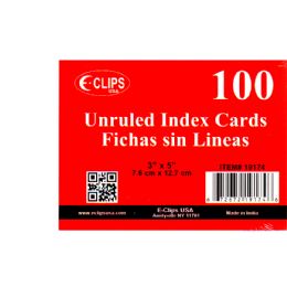 72 Wholesale Index Cards, 3x5, 100 Pk, White, Unruled
