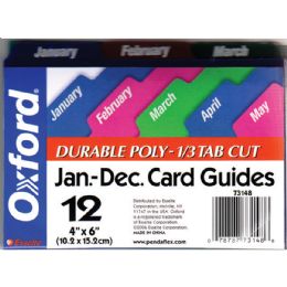 24 Bulk Oxford JaN-Dec Poly Card Guides 1/3 Tab Cut 4"x6"