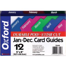 24 Bulk Oxford JaN-Dec Poly Card Guides 1/3 Tab Cut 5"x8"