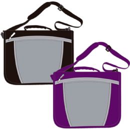 12 Wholesale Zipper Carry Bag Binder 1.5", 13.5"x13.5", Navy, Black And Purple