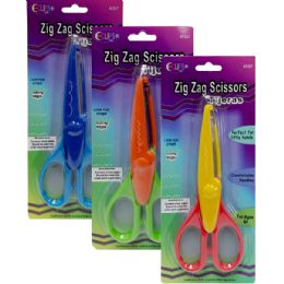 48 Wholesale Scissor - 5" - Zig Zag - Blunt Tip - Soft Grip