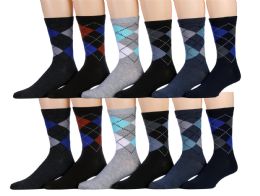 120 Wholesale Mens Classic Argyle Dress Socks