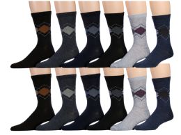 120 Wholesale Mens Argyle Fashion Dress Socks, Cotton Size 10-13
