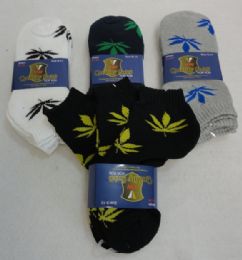 48 Pairs Womens Anklets Socks 9-11 [marijuana] Blk/gry/white - Mens Ankle Sock