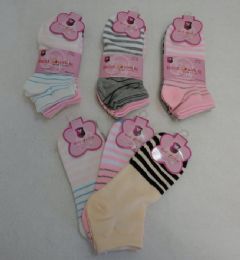 60 Wholesale Womens Cotton Blend Stripe Ankle Socks