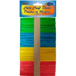 48 Units of Assorted Colors Craft Sticks - 100 Count - Craft Wood Sticks and Dowels