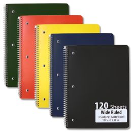 48 Wholesale Wire Notebook - 3 Subject Notebook
