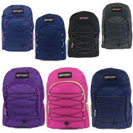 24 Wholesale 16" Padded Bungee Backpacks In Assorted Colors - Case Of 24