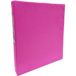 24 Wholesale Vinyl Binder, 1", 2 Pockets, Neon Pink