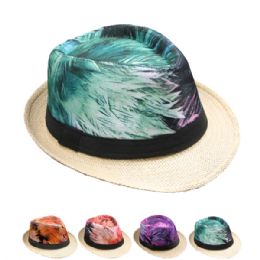 24 Pieces Multicolor Hawaiian Style Trilby Fedora Hat Set - Fedoras, Driver Caps & Visor