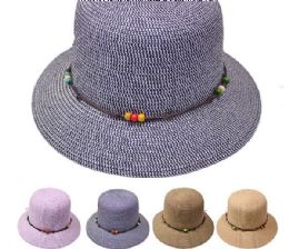 24 Wholesale High Quality Elegant Woman Straw Bucket Hat