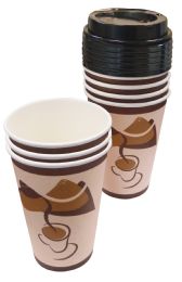 48 Units of Hot Cups 16 Pk 8 Oz - 8 Cups + 8 Lids - Disposable Cups
