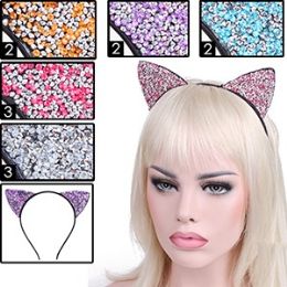 288 Wholesale Glitter & Gemstone Cat Ears Headbands