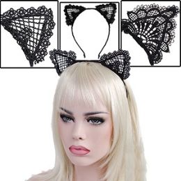 288 Wholesale Black Lace Cat Ears Headbands