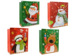 144 Wholesale Large Christmas Gift Bags W/glitter