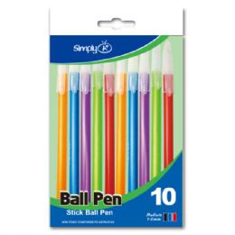72 Pieces 10 Count Ball Pen Assorted Color - Pens