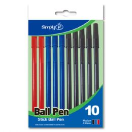 72 Wholesale 10 Count Ball Pen Assorted Color