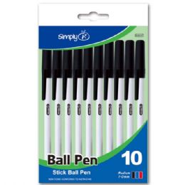 72 Wholesale 10 Count Ball Pen Black