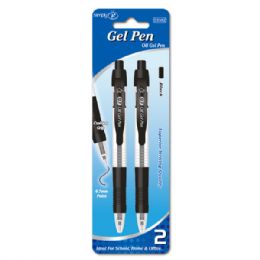 96 Wholesale Two Pack Gel Pen Black With Cushion Grip