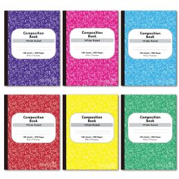 48 Wholesale 100-Piece Marble Composition Book Wide Ruled Mixed Color
