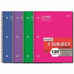 72 Wholesale Three Subject Notebook College Ruled
