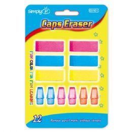 96 Wholesale Twelve Count Eraser Assorted Colors