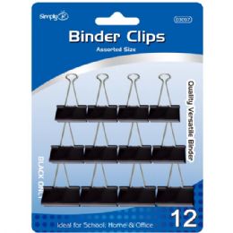 96 Wholesale Binder Clip Black Assorted Size