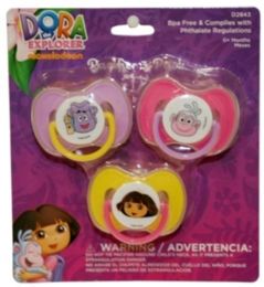 72 Wholesale Dora The Explorer 3 Pack Pacifier