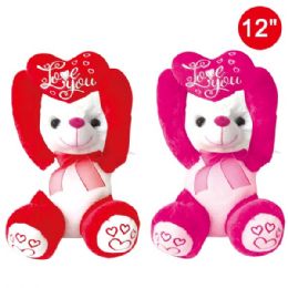12 Pieces Twelve Inch Bear With Heart - Valentine Decorations