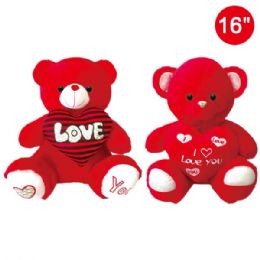 12 Pieces Sixteen Inch Red Bear With Heart - Valentine Decorations