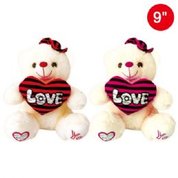 24 Wholesale Nine Inch Bear With Heart And Hat