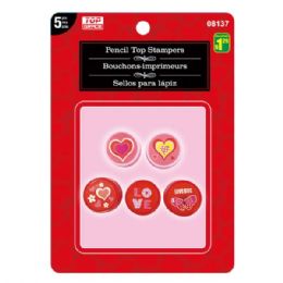 96 Wholesale Valentines Day Pencil Top Stampers