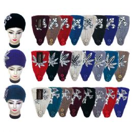 48 Pieces Knit Head Band With Flower - Ear Warmers