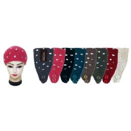 48 Pieces Knit Head Band With Rhinestones - Ear Warmers