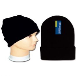 96 Wholesale Men's Knit Hat / Black