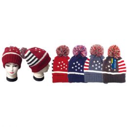 24 Wholesale Winter Knit Hat/flag