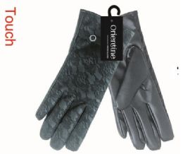 48 Wholesale Lady's Touch Gloves Man Made Leather