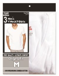 48 Wholesale Men's T-Shirts V Neck Size Medium