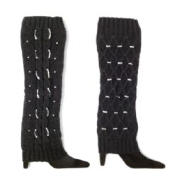 48 Units of Leg Warmer Black - Womens Thermal Socks